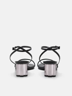 Leather Heel Sandals - Black