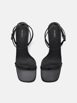 Leather Heel Sandals - Black