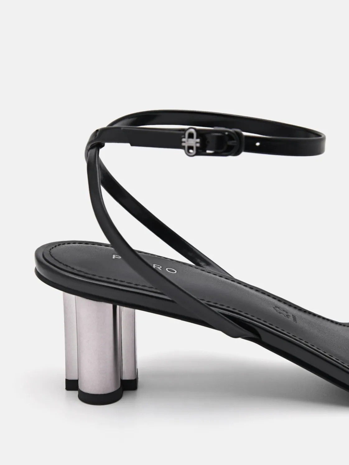 Leather Heel Sandals - Black