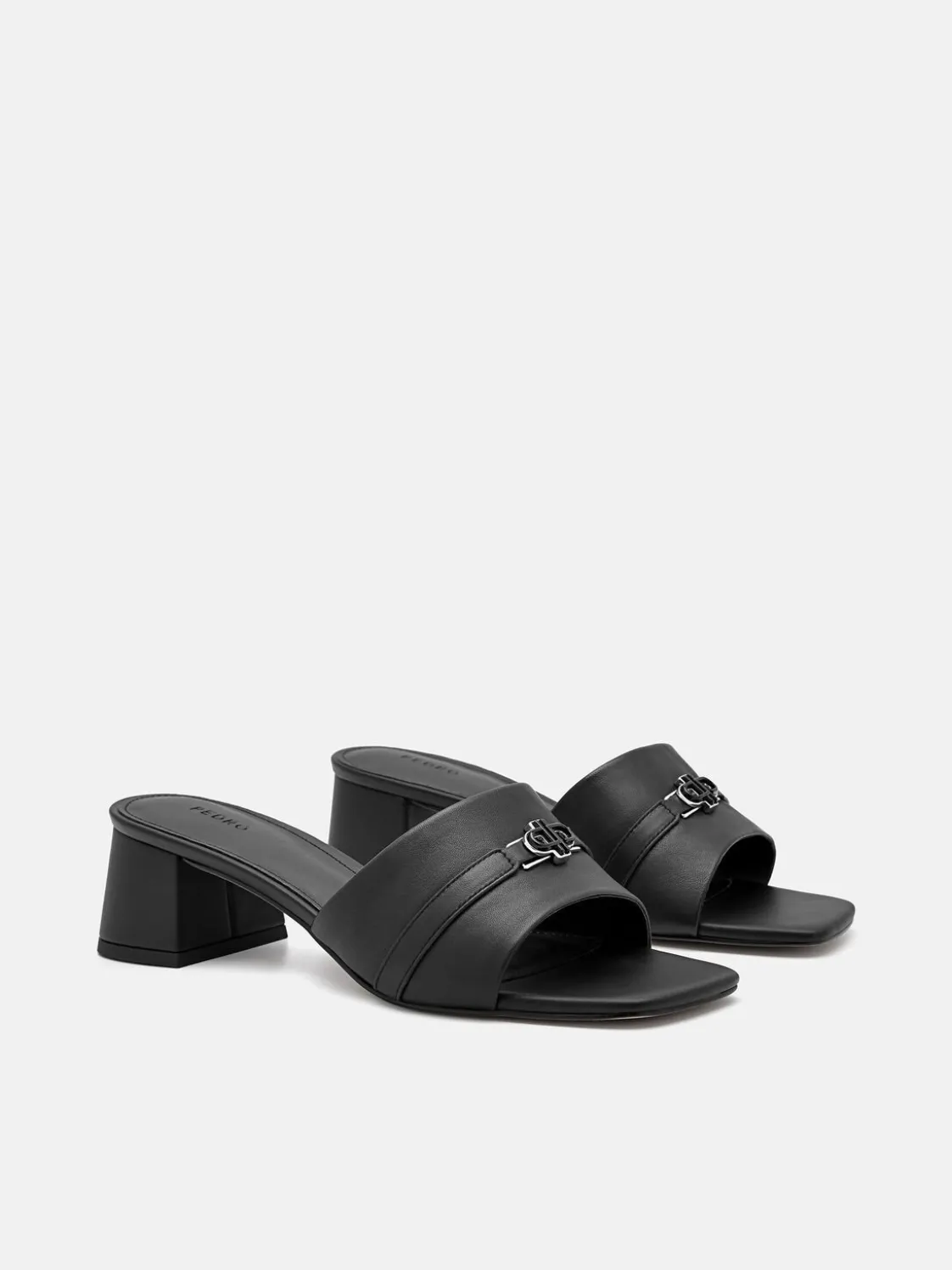 Leather Heel Sandals - Black