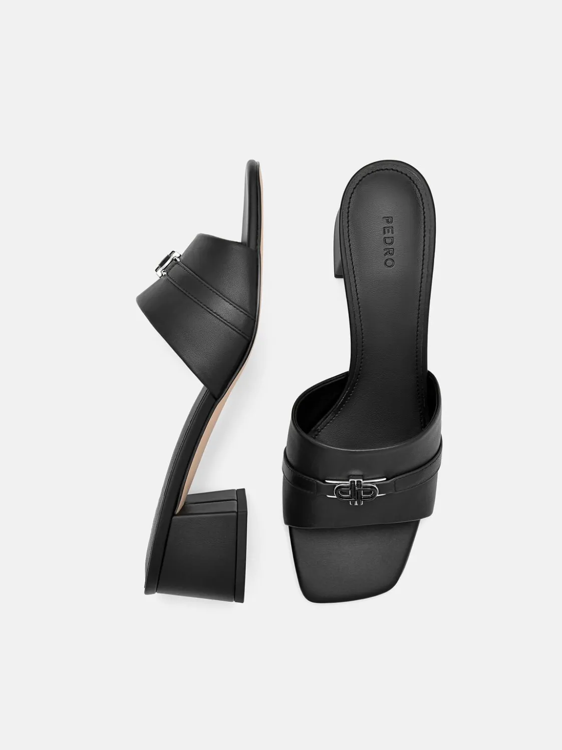 Leather Heel Sandals - Black