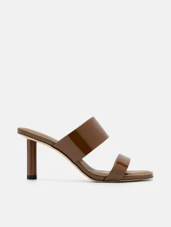 Leather Heel Sandals - Brown