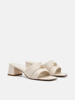 Leather Heel Sandals - Chalk
