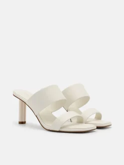 Leather Heel Sandals - Chalk
