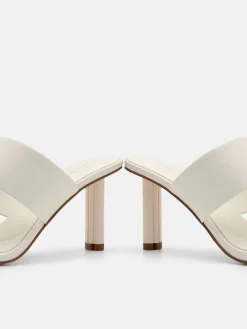 Leather Heel Sandals - Chalk