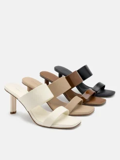 Leather Heel Sandals - Chalk