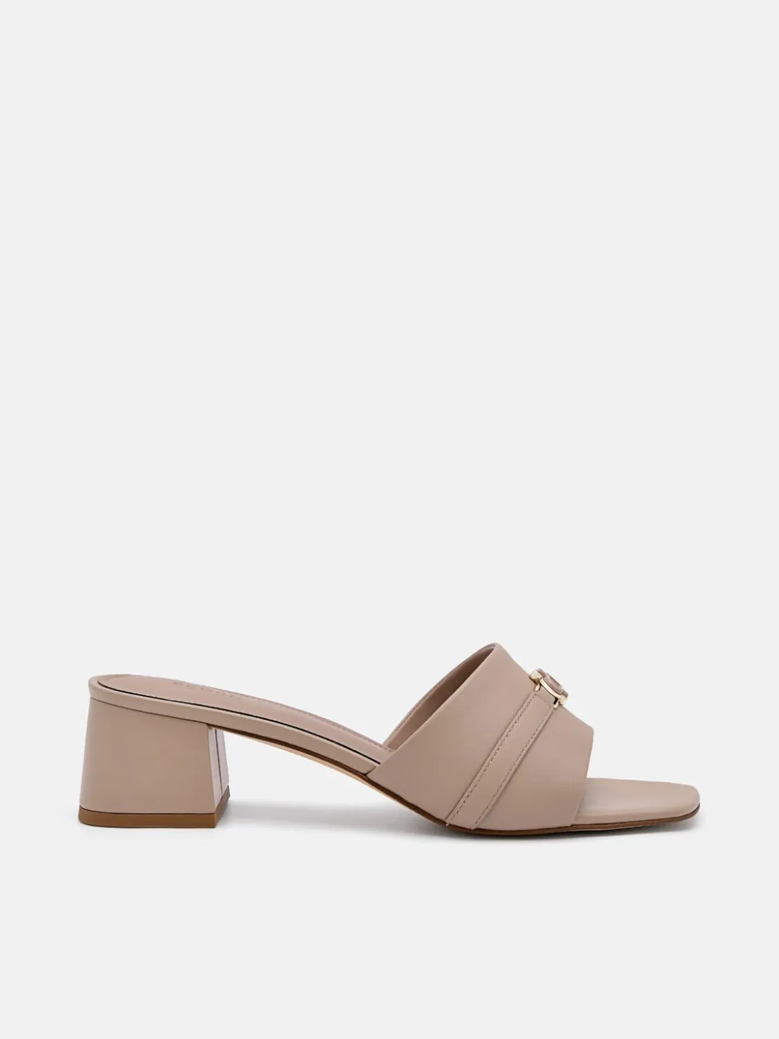 Leather Heel Sandals - Taupe