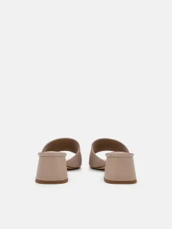 Leather Heel Sandals - Taupe
