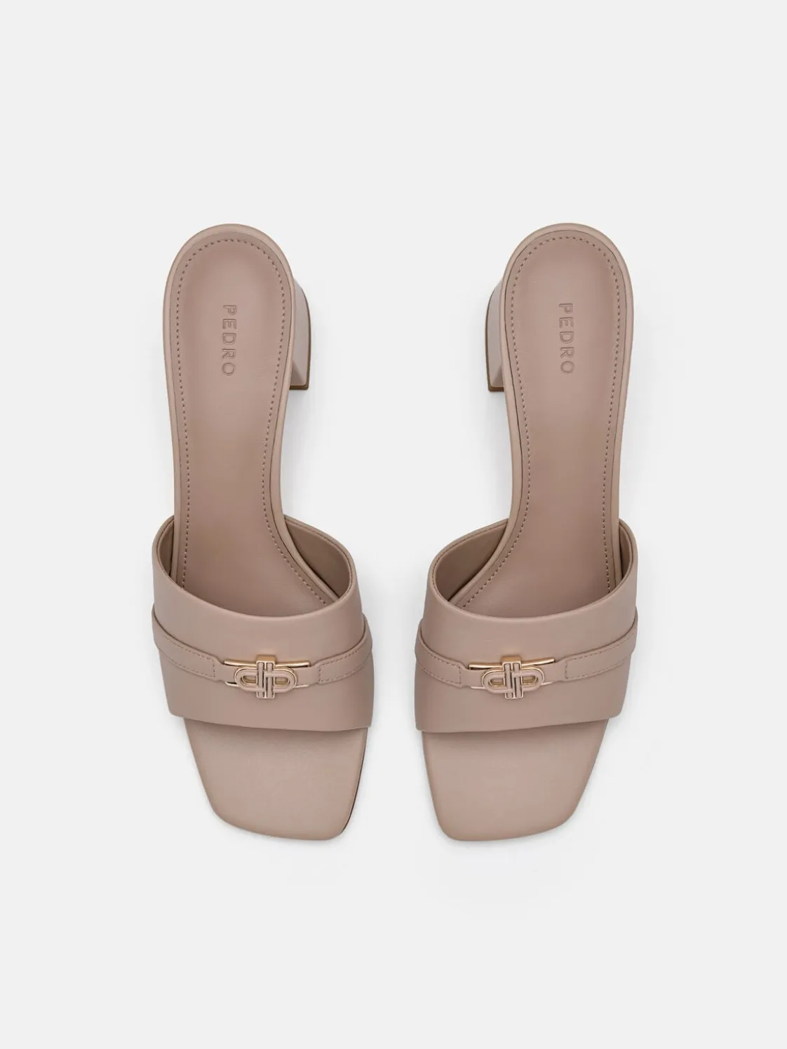 Leather Heel Sandals - Taupe