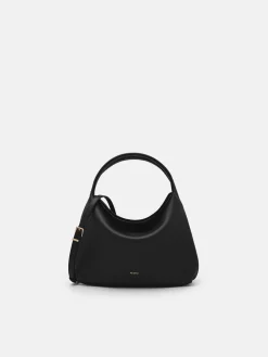 Leather Hobo Bag - Black