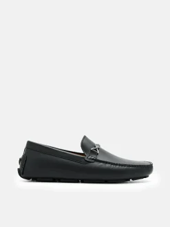 Leather Horsebit Driving Shoes - Black