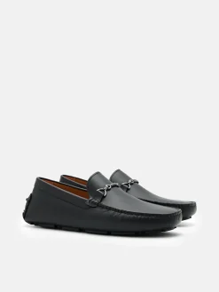 Leather Horsebit Driving Shoes - Black