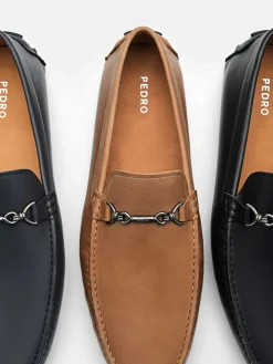 Leather Horsebit Driving Shoes - Black