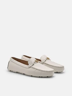 Leather Horsebit Driving Shoes - Chalk