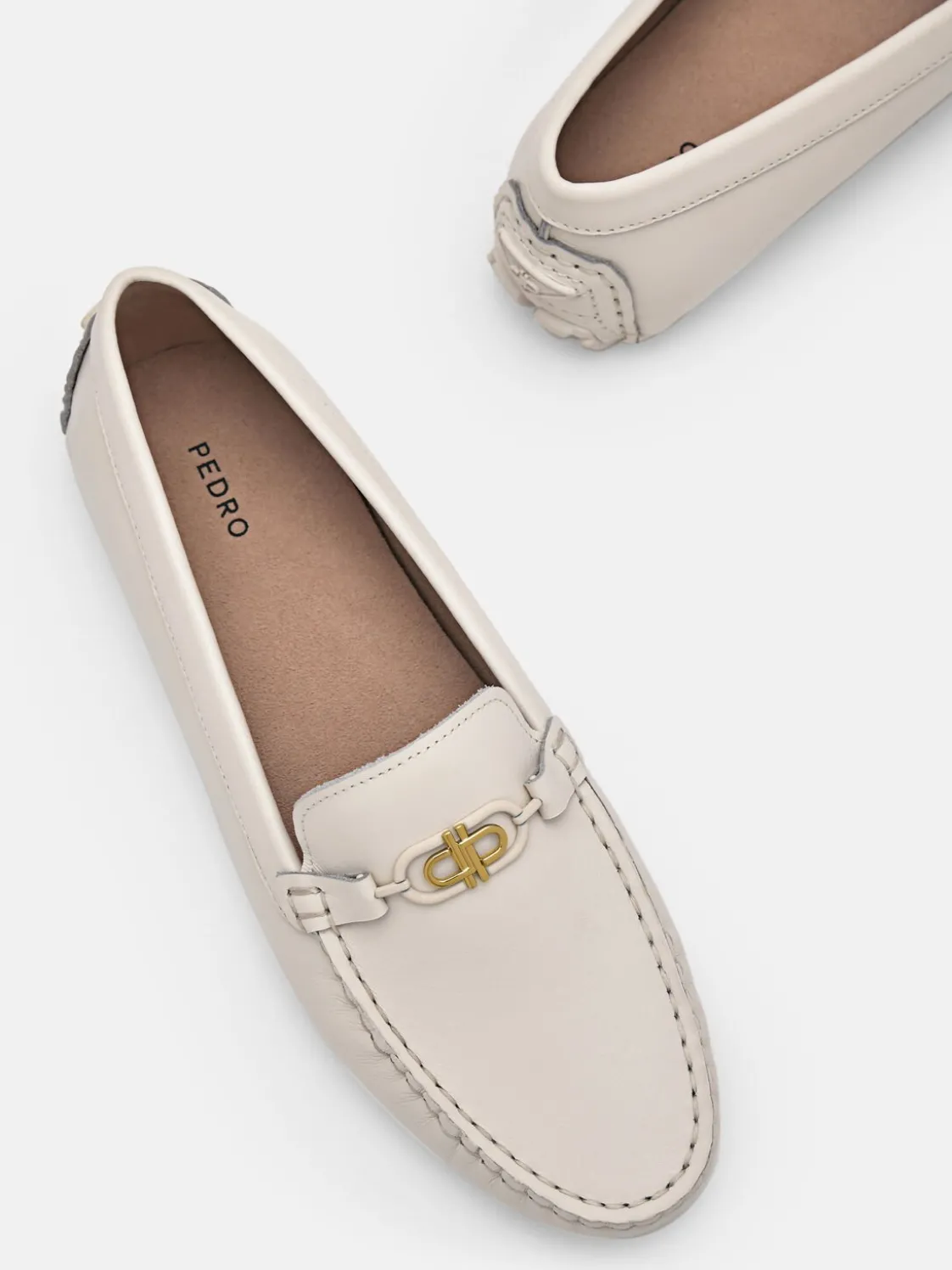 Leather Horsebit Driving Shoes - Chalk