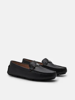 Leather Horsebit Driving Shoes - Black