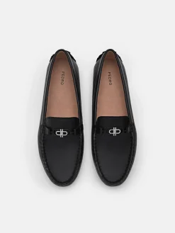 Leather Horsebit Driving Shoes - Black