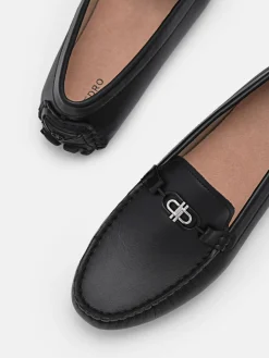 Leather Horsebit Driving Shoes - Black