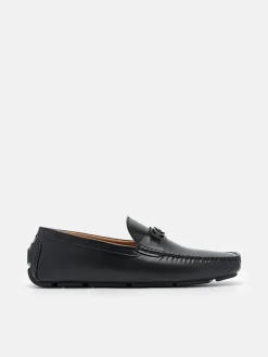 Leather Horsebit Driving Shoes - Black