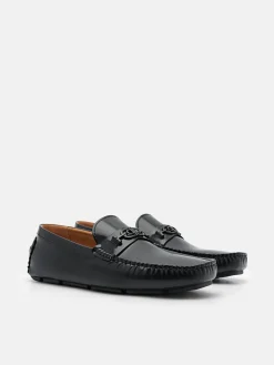 Leather Horsebit Driving Shoes - Black