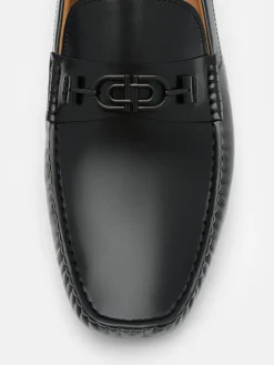 Leather Horsebit Driving Shoes - Black
