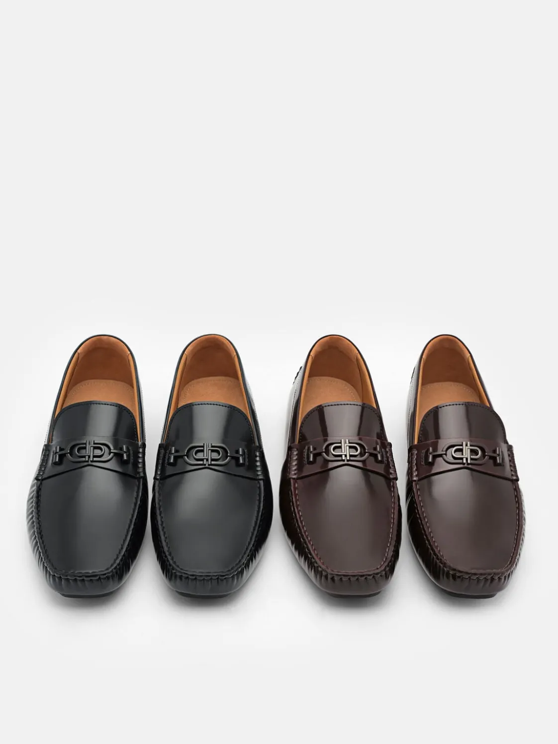 Leather Horsebit Driving Shoes - Black
