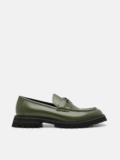 Leather Loafers - Military Green