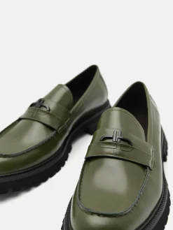Leather Loafers - Military Green
