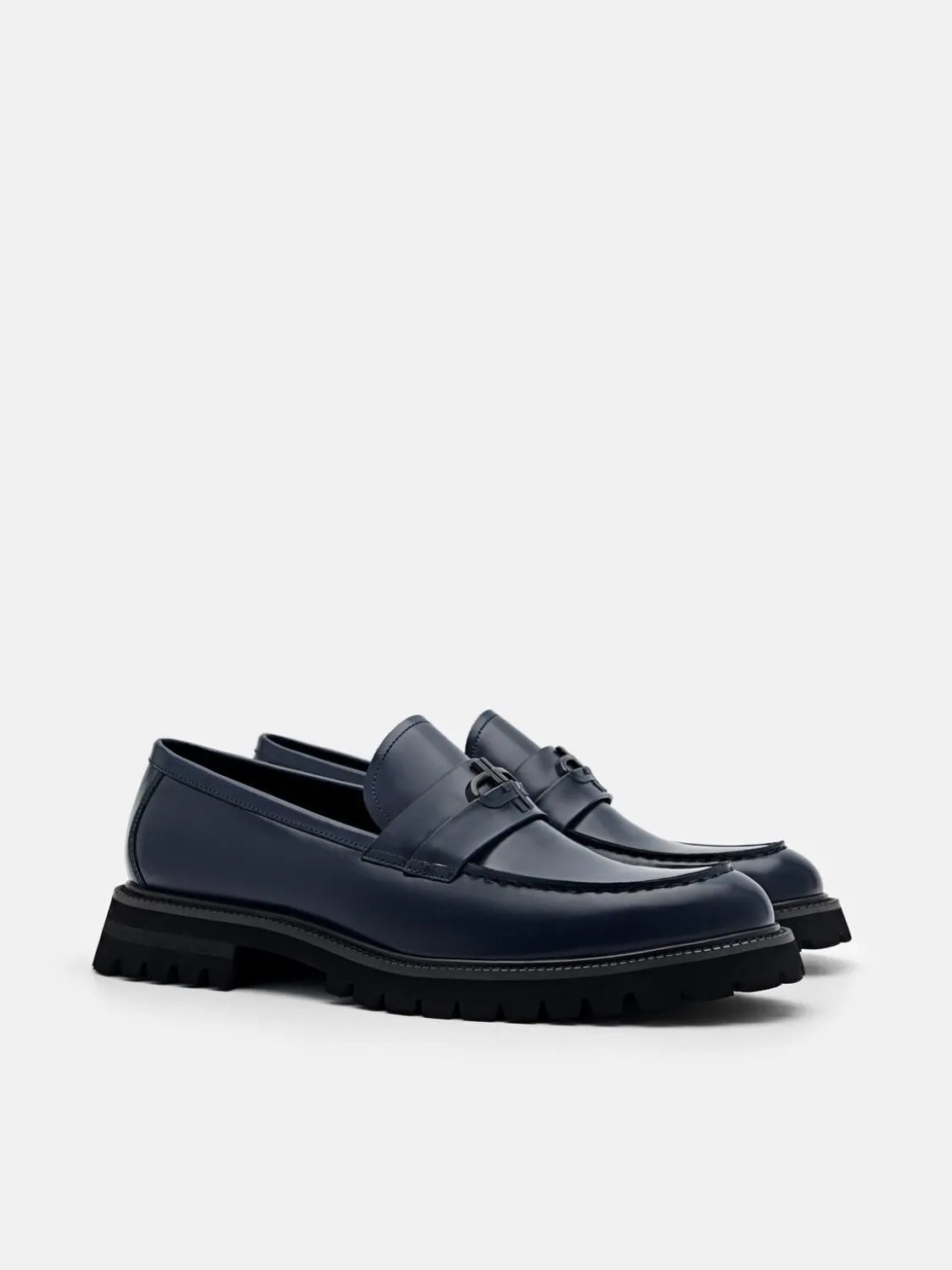 Leather Loafers - Navy