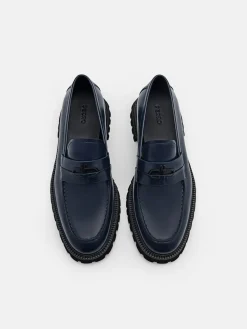 Leather Loafers - Navy