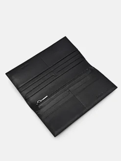 Leather Long Wallet - Black