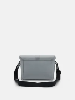 Leather Messenger Bag - Grey
