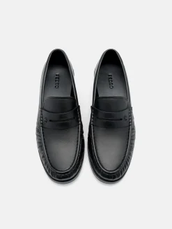 Leather Penny Loafers - Black