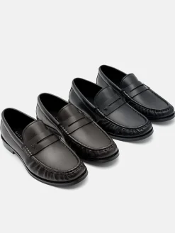 Leather Penny Loafers - Black