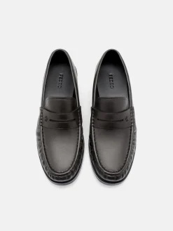 Leather Penny Loafers - Dark Brown