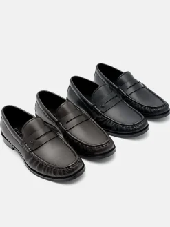Leather Penny Loafers - Dark Brown