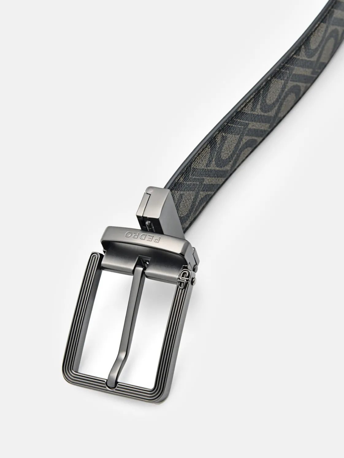 Leather Reversible Pin Belt - Black