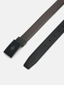 Leather Reversible Tang Belt - Black