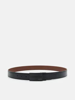 Leather Reversible Tang Belt - Brown