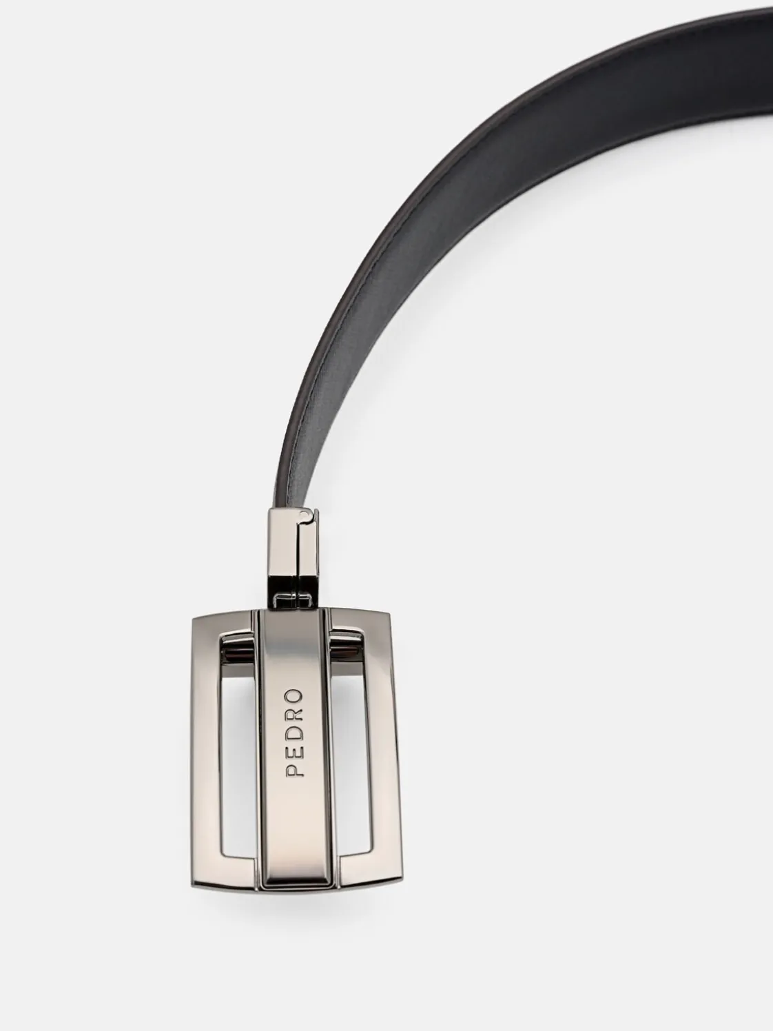 Leather Reversible Tang Belt - Dark Brown Saffiano