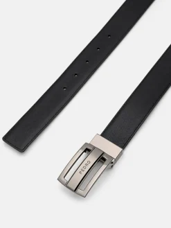 Leather Reversible Tang Belt - Dark Brown Saffiano