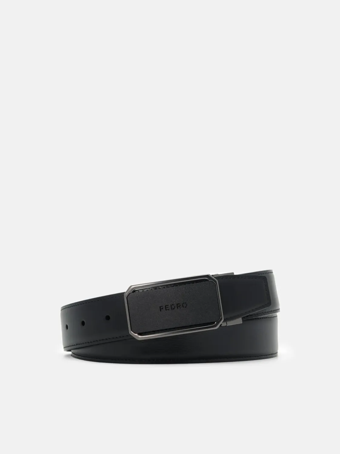 Leather Reversible Tang Belt - Black