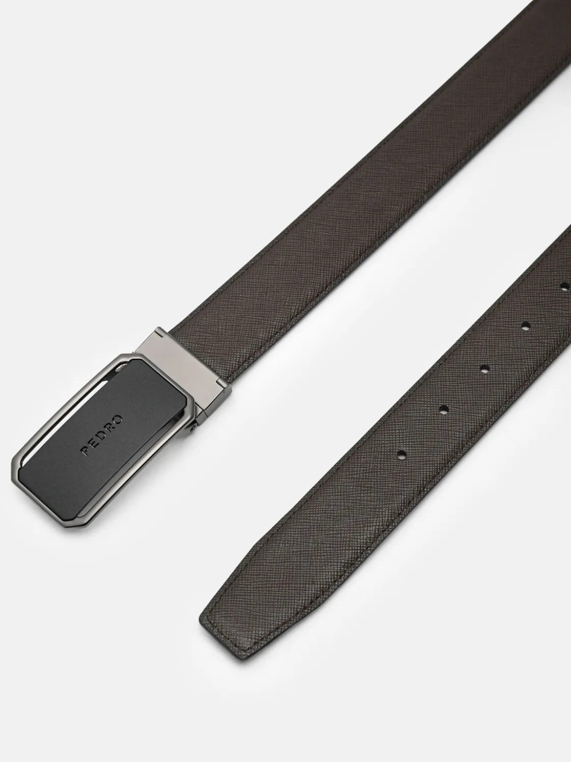 Leather Reversible Tang Belt - Black