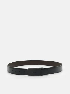 Leather Reversible Tang Belt - Black