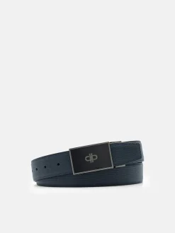 Leather Reversible Tang Belt - Navy