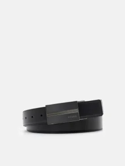 Leather Reversible Tang Belt - Black