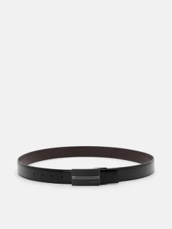 Leather Reversible Tang Belt - Black