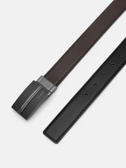 Leather Reversible Tang Belt - Black