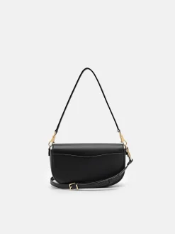 Leather Shoulder Bag - Black