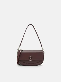 Leather Shoulder Bag - Wine